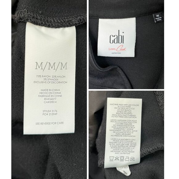 CAbi Black Gray Convertible Zip-Off Jacket Coat Size Medium #3176 - Picture 9 of 11